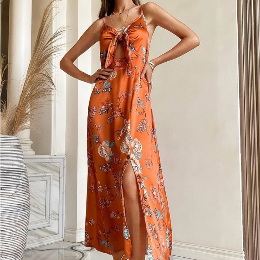 Floral Orange Maxi Dress